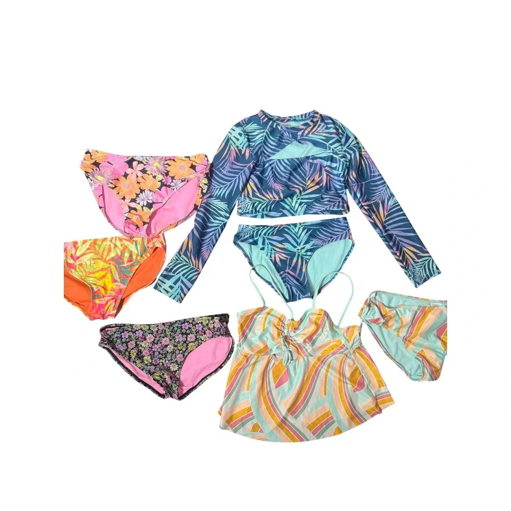Wonder Nation Girls Swimwear Lot Size 10-12 Multicolor Good Mixed Styles 11pc